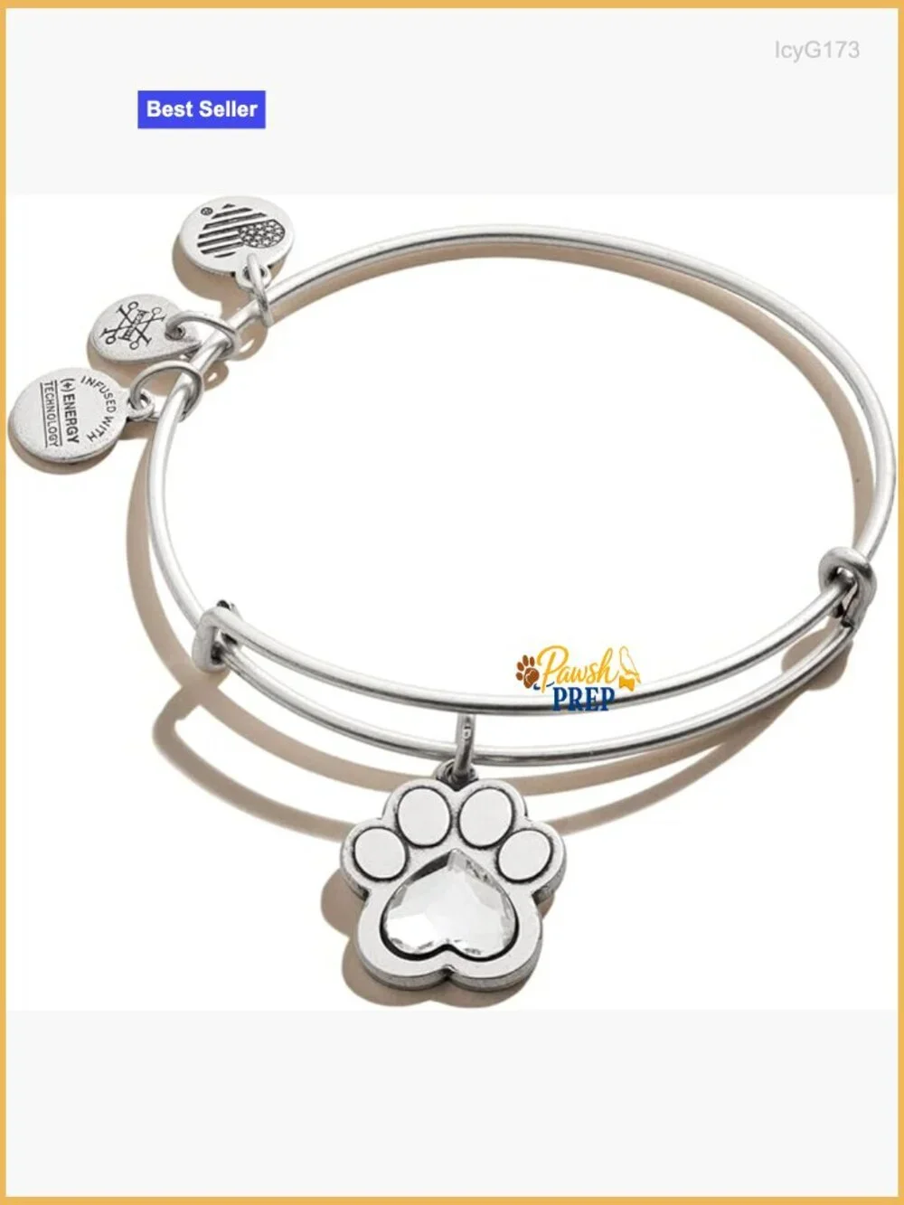 Expandable Paw Print Charm Bangle Bracelet Adjustable Pet Lover Jewelry